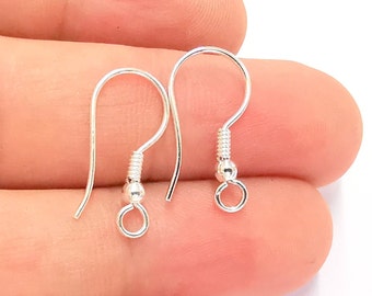 Solid Sterling Silver Earring Hook 925 Silver Earring Wire Findings (20mm) G30064