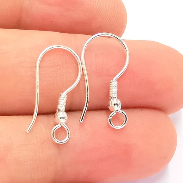 Solid Sterling Silver Earring Hook 925 Silver Earring Wire Findings (20mm) G30064