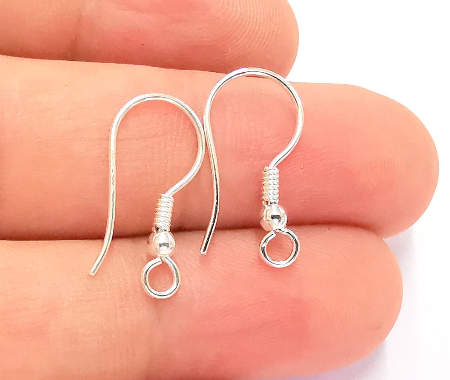 Solid Sterling Silver Earring Hook 925 Silver Earring Wire Findings (20mm) G30064