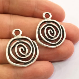 Swirl Charms Spiral Charms Antique Silver Plated Charms (28x23mm) G19704