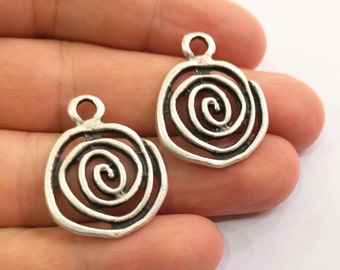 Swirl Charms Spiral Charms Antique Silver Plated Charms (28x23mm) G19704