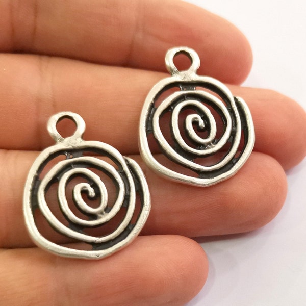 Swirl Charms Spiral Charms Antique Silver Plated Charms (28x23mm) G19704