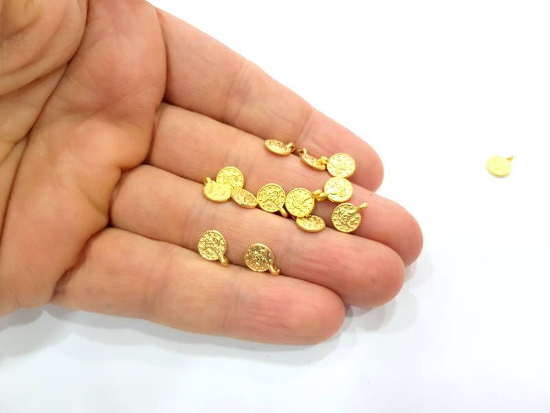 20 Gold Plated Coin Charms G9817 - Etsy