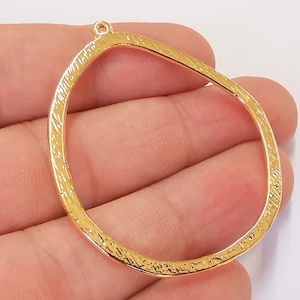 2 Circle Charms 24K Shiny Gold Plated Charms (51x44mm)  G23049
