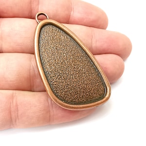 Unique Pendant Bezels, Resin Blank, inlay Mountings, Mosaic Frame, Cabochon Base, Dry Flower Settings Antique Copper Plated (49x28mm) G34238