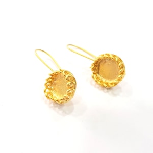 Earring Blank Base Settings Gold Resin Blank Cabochon Bases inlay Blank Mountings Gold Plated Brass (10mm blank) 1 Set  G16144