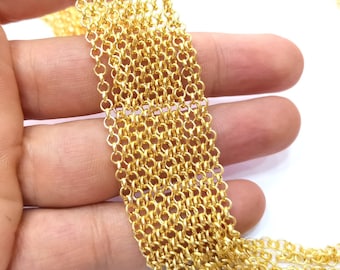 Gold Plated Rolo Chain (3.2 mm) 1 Meter - 3.3 Feet  G20946