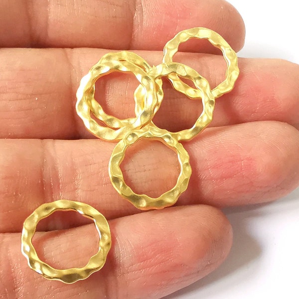 5 Hammered circle hoop findings Gold Plated Circle findings (16 mm)  G24534