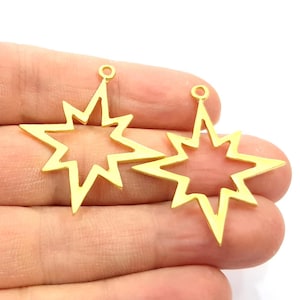 2 North Star Charm Gold Charm Gold Plated Charms  (38x33mm)  G13725