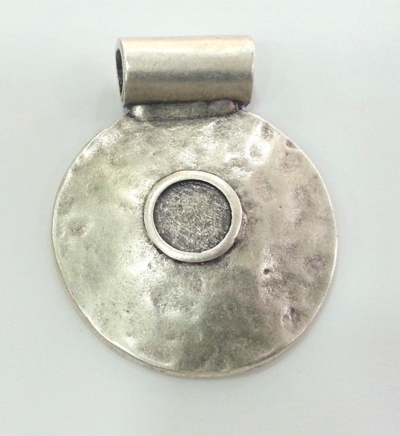 Antique Silver Plated Medallion Pendants Bezel Setting Base Blank 48 mm G9490