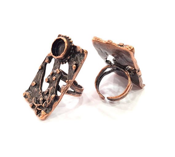 10mm blank Antique Copper Plated Brass G19622 Copper Ring Blank inlay Ring Blank Mosaic Ring Bezel Base Settings Cabochon Mountings
