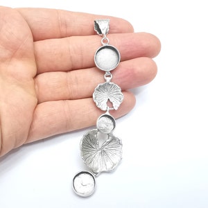 Round  Pendant Blank Resin Bezel Mounting Cabochon Base Setting Antique Silver Plated Brass (108x25mm Blank) G34710