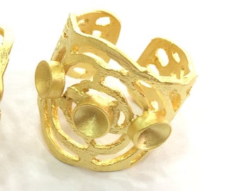 Adjustable Ring Blank (4mm Blank) , Gold Plated Brass G3434