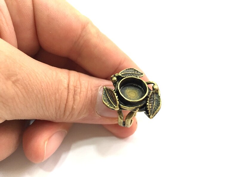 Adjustable Ring Blank, Antique Bronze Plated Brass G5605 10mm blank