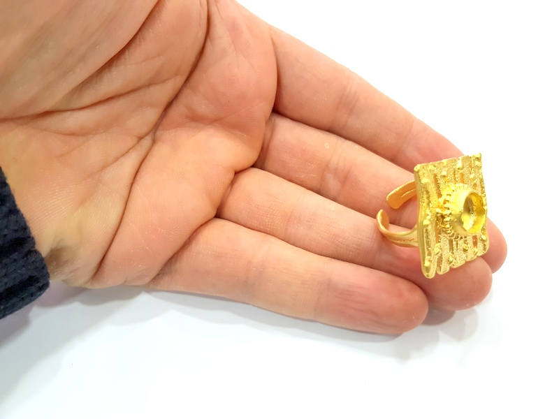 Gold Ring Settings Blank inlay Ring Mosaic Ring Bezel Base Etsy