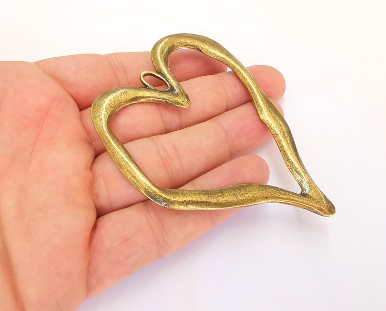 Antique Bronze Heart Pendant Large Pendant 91x64mm G22023 Etsy