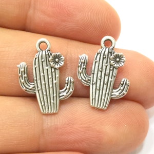 Cactus Charms Antique Silver Plated Charms (20x15mm)  G18412