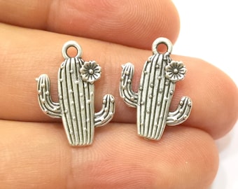 Silver cactus charm matte finish metal necklace Fashion Jewelry FancyCharm Silver cactus charm matte finish metal necklace Fashion Jewelry FancyCharm