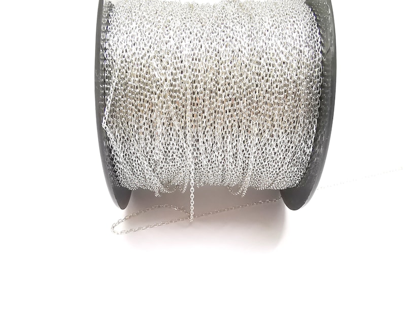 Sterling Silver Soldered Cable Chain 925 Silver Chain Findings (1,4x0,8mm thickness) G30095 image 3
