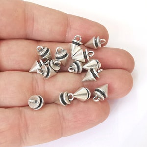 Cone spike charms Antique silver plated charms (12x7mm) G23836