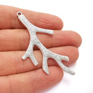 2 Coral Branch Charms Antique Silver Plated Charms (59x36mm)  G20756