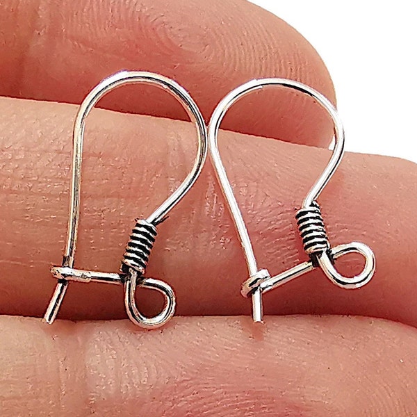 Oxidized Solid Sterling Silver Earring Hook 925 Silver Earring Wire Findings (20mm) G30353