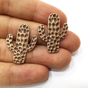 Hammered Cactus Charms Antique Copper Plated Charms (30x23mm)  G19509