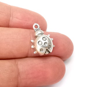 Nyckelpiga Fågel-Buggberlocker Antikförsilvrade Berlocker (19 x 14 mm) G33829