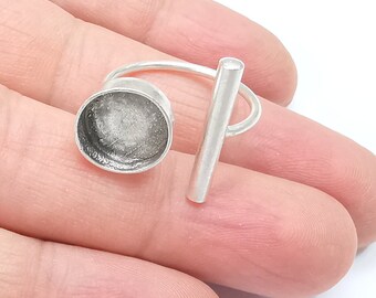 Ring Blanks Silver Rod Round Ring Setting Cabochon Mounting Adjustable Ring Base Bezel Antique Silver Plated Brass  (12mm) G26670