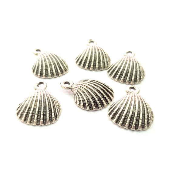 Oyster Charms Shell Charm Mussel Charms Sea Ocean Silver Charms Antique Silver Plated Metal (17x12mm) G18532