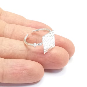 Rectangle Stamping Ring Blanks, Sterling Silver Engraving Blank, Statement Rings, Adjustable Nameplate Ring,925 Solid Silver 13x10mm G30367