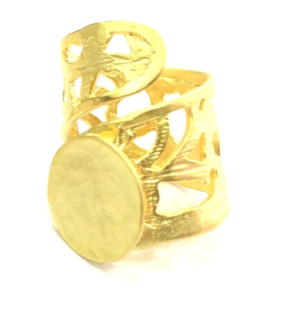 15mm blank Gold Plated Brass G5072 Adjustable Ring Blank,
