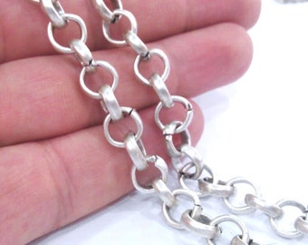 Rolo Chain Antique Silver Chain (8 mm) , Antique Silver Plated Chain G12153