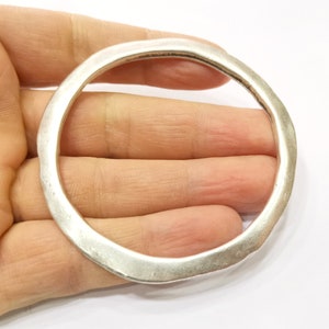 Large Circle Connector Antique Silver Plated Metal (72 mm)  G17577