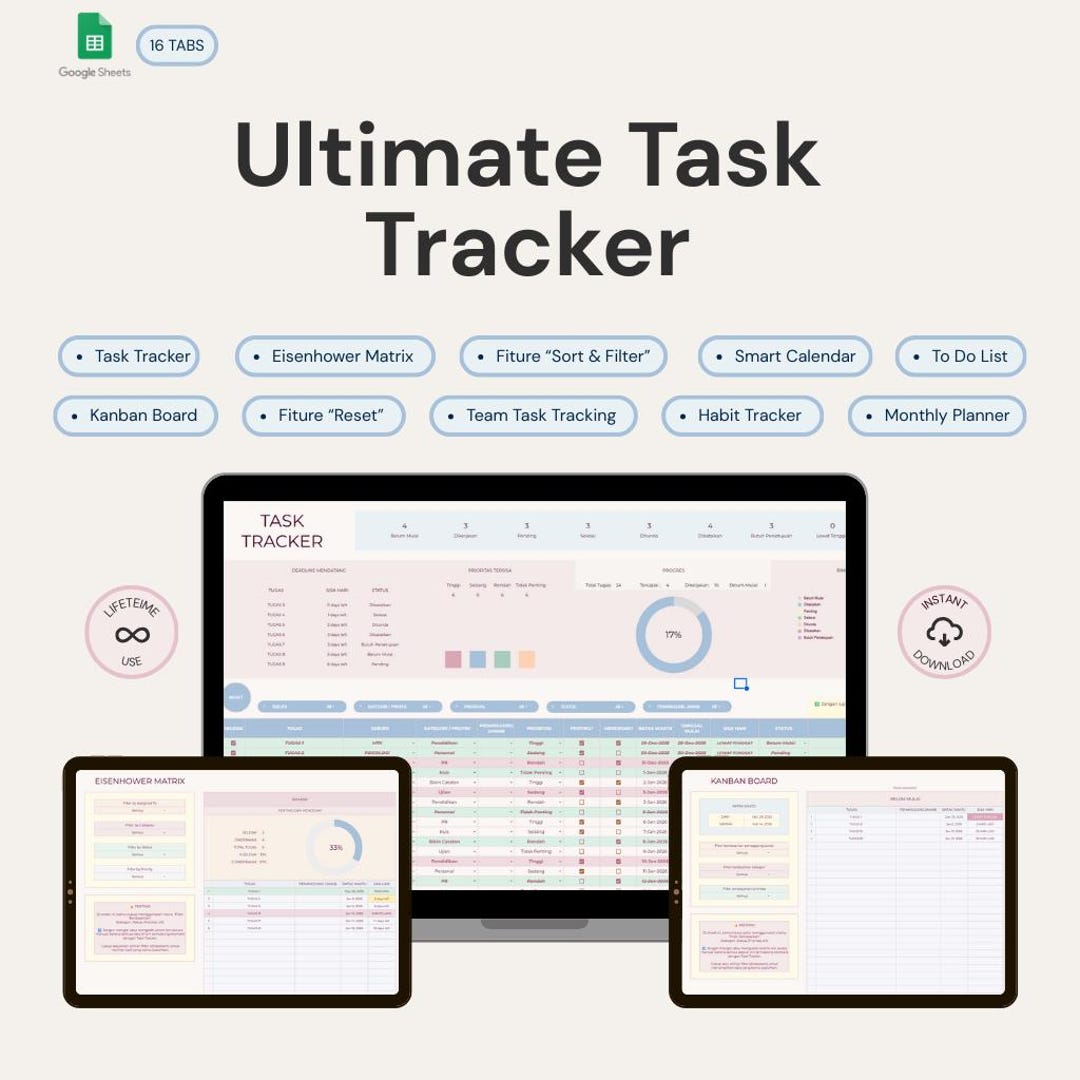Task Tracker Spreadsheet Template Google Sheets 2026 Team Task Manager ...