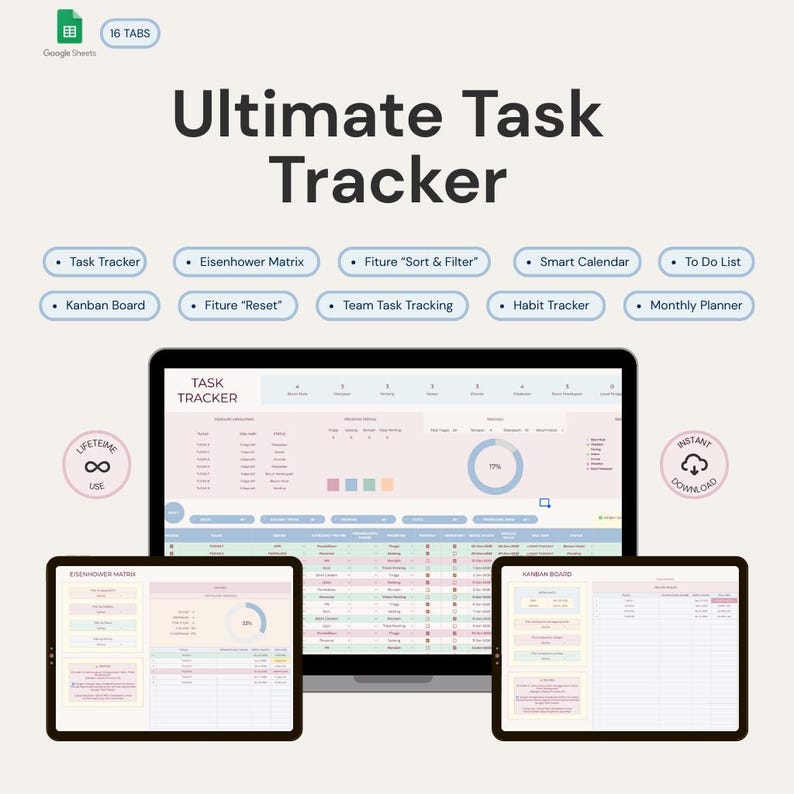 Task Tracker Spreadsheet Template Google Sheets 2026 Team Task Manager ...