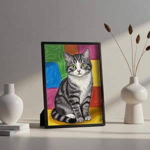 Badly Drawn Pet Portrait, Hand Drawn Cat Portrait, Cute Cat Wall Art, Badly Drawn Pet Portrait, Cat Lover Gift, Cat Mom Gifts for Her
