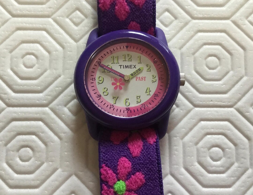 TIMEX KINDER TIME MACHINES UHR LILA BLUMEN NEU QUARZ ORIGINAL