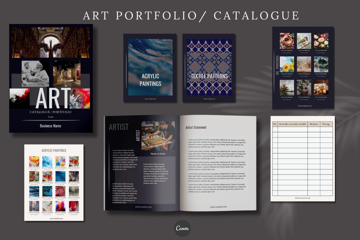 Art Portfolio/catalogue Template for Artists- Editable Canva Template
