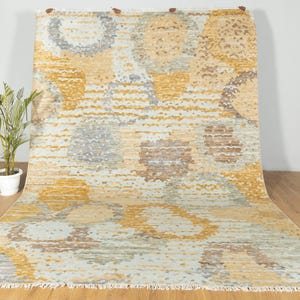 8x10 Oushak Custom Runner Rug, Abstract Modern Area Rug, Muted Washable Faded Area Rug, Vintage Turkish Handmade rug for bedroom Traditional
