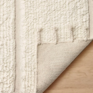 Ivory Beige Geometric Rug: Hand-Knotted New Zealand Wool