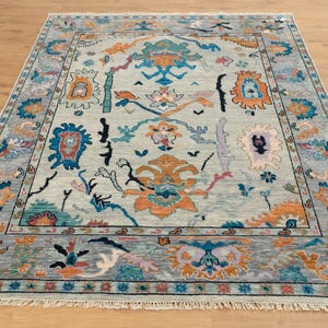 8x10 Oushak Rugs | Traditional Persian Oriental Wool Rug | Modern Oushak Vintage Hand knotted Rug | Turkish Living Room Neutral Accents Rugs