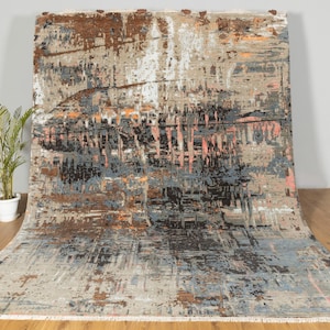 Modern Handmade Multicolor Rug | 9x12 rare Rugs | Office Persian Wool Large Bedroom Rug | painting Rug | Hand Knotted Vintage Area Rug |