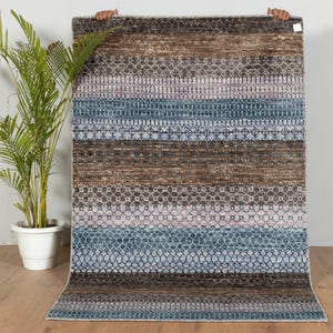 Hand-Knotted New Zealand Wool Rug: Modern Moroccan Style, Custom Size