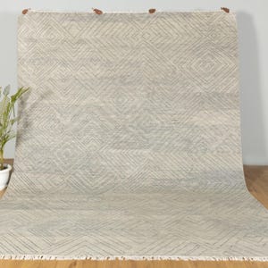9x12 Gray Moroccan Rug: Handmade Wool Bohemian Geometric Area Rug