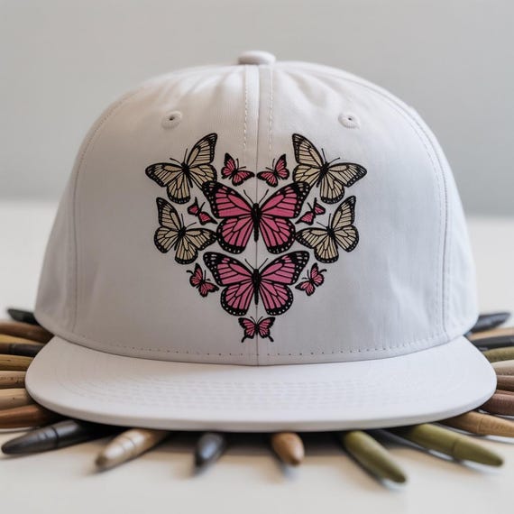 Embroidered Heart and Butterfly Hat – Stylish Snapback Cap  display picture 3