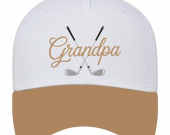 Two-Tone Golf Cap for Grandpa with Embroidered Golf