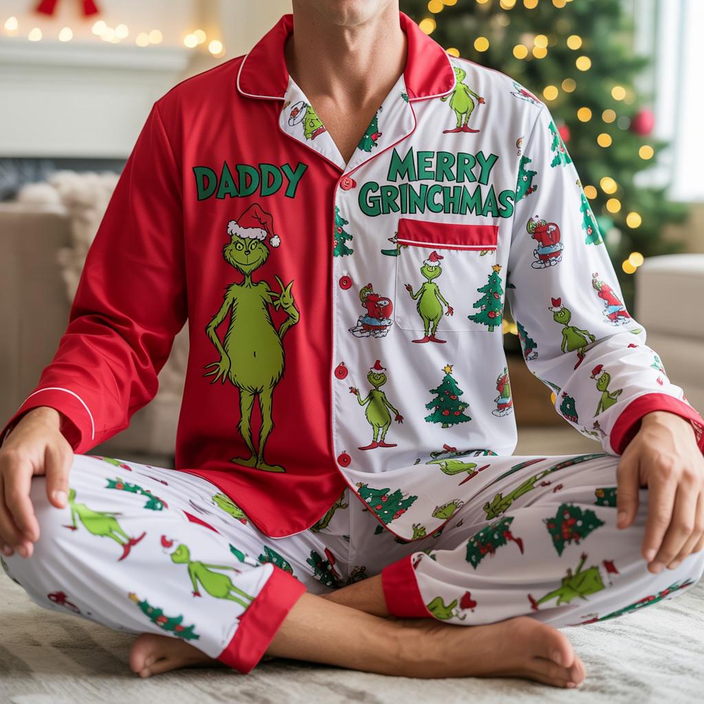 グリンチクリスマスPJ sets Dr. Seuss How GRINCH Stole Christmas Boys' Tossed Print Notch