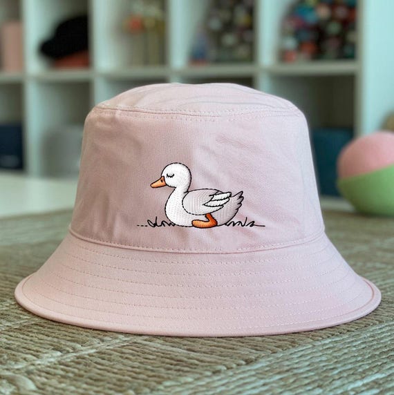 Cute Duck Embroidered Bucket Hat – Adorable Minimalist Animal