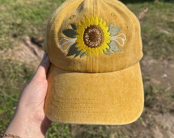 Chapeau tournesol - Casquette brodée minimaliste - Cadeau pour amateur de jardin - Style estival